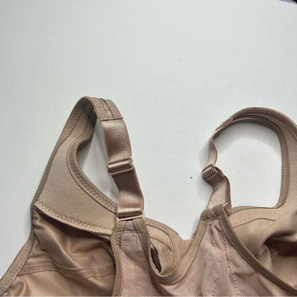 Glamorise Tan Full-Coverage unlined wire free wireless Bra 38B Adjustable Straps - Picture 6 of 7